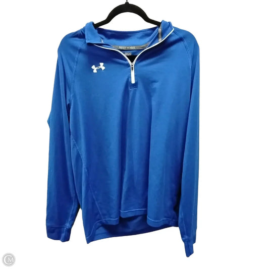 Athletic Top Long Sleeve Collar By Under Armour In Blue, Size: M