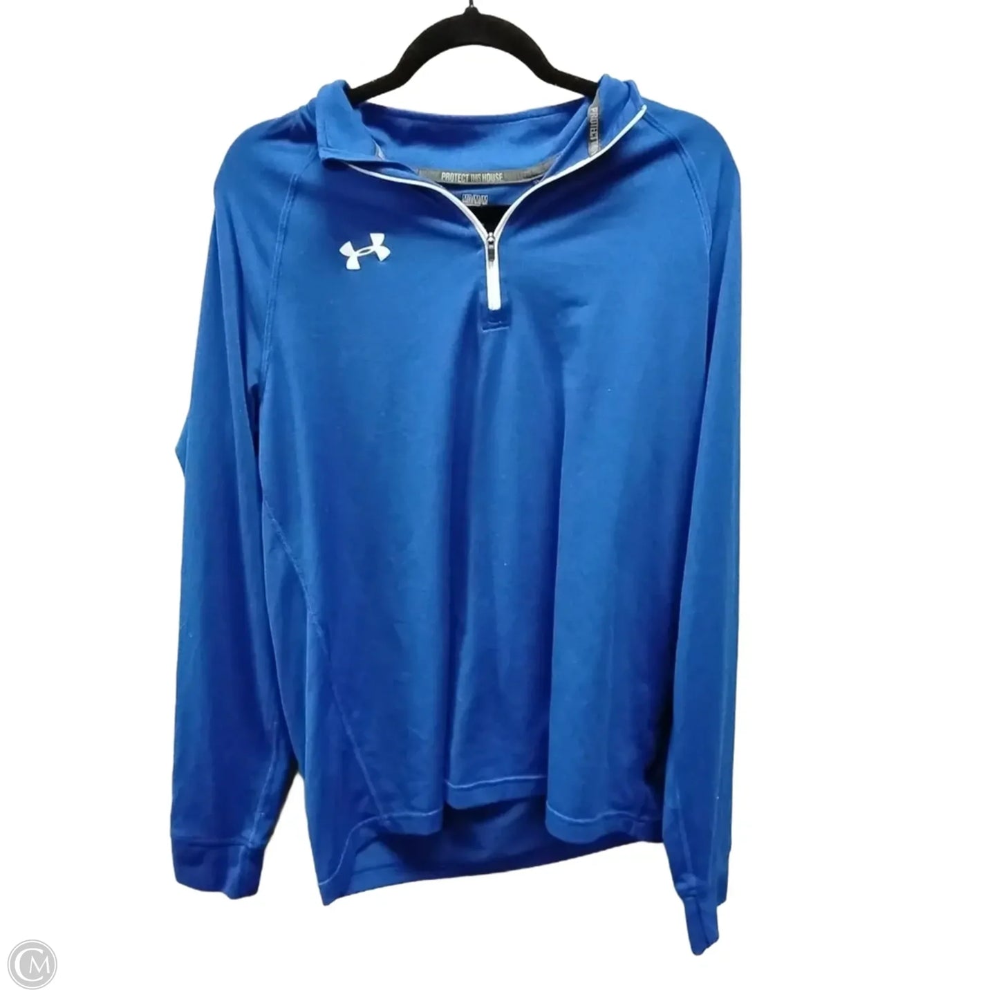 Athletic Top Long Sleeve Collar By Under Armour In Blue, Size: M