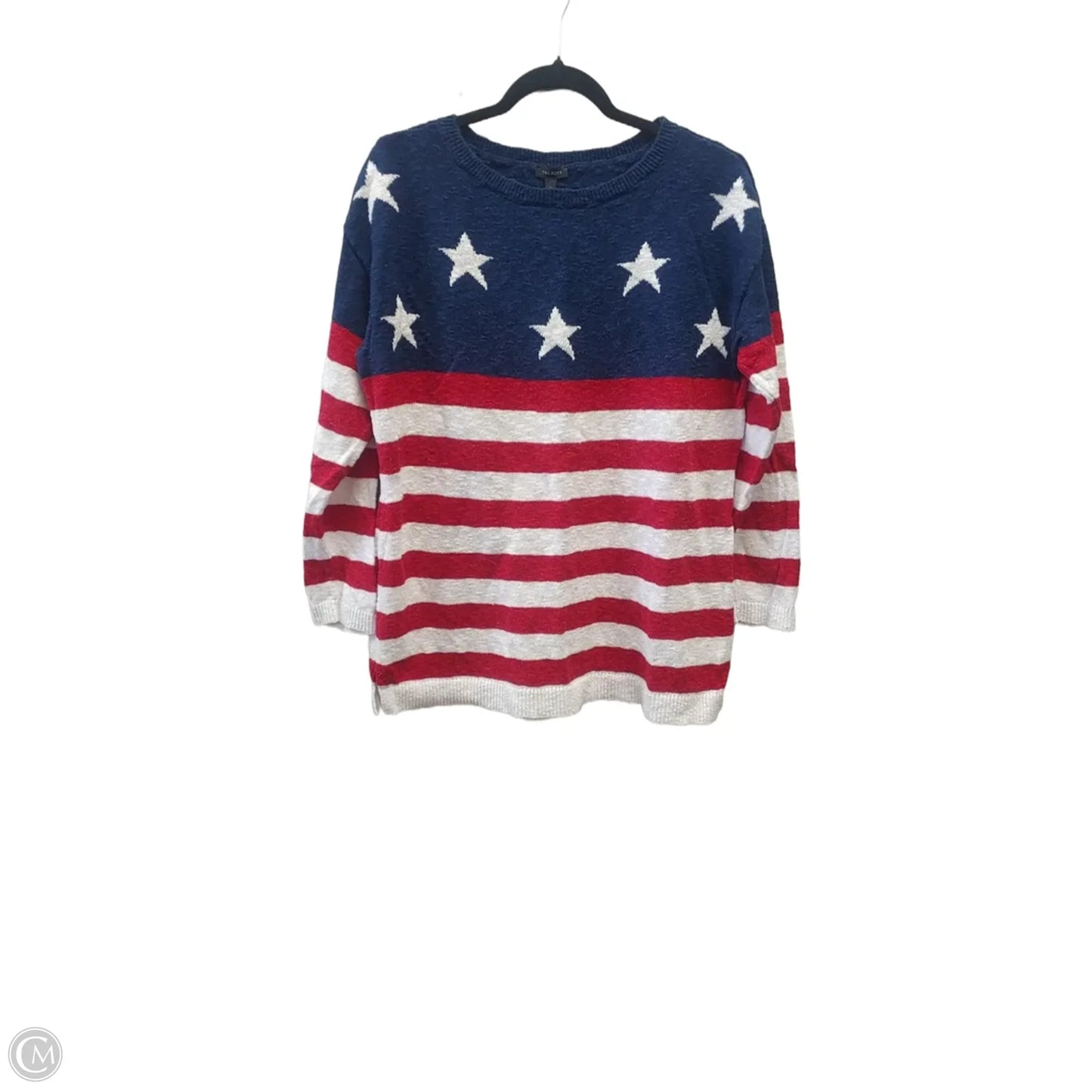 Sweater By Talbots In Blue & Red & White, Size: L