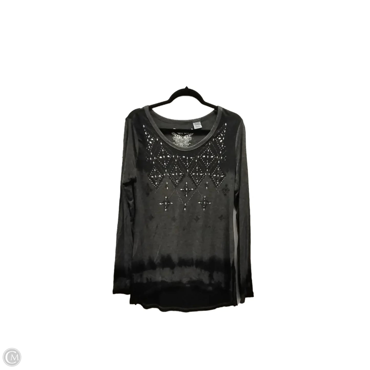 Top Long Sleeve By Cme In Black & Grey, Size: L