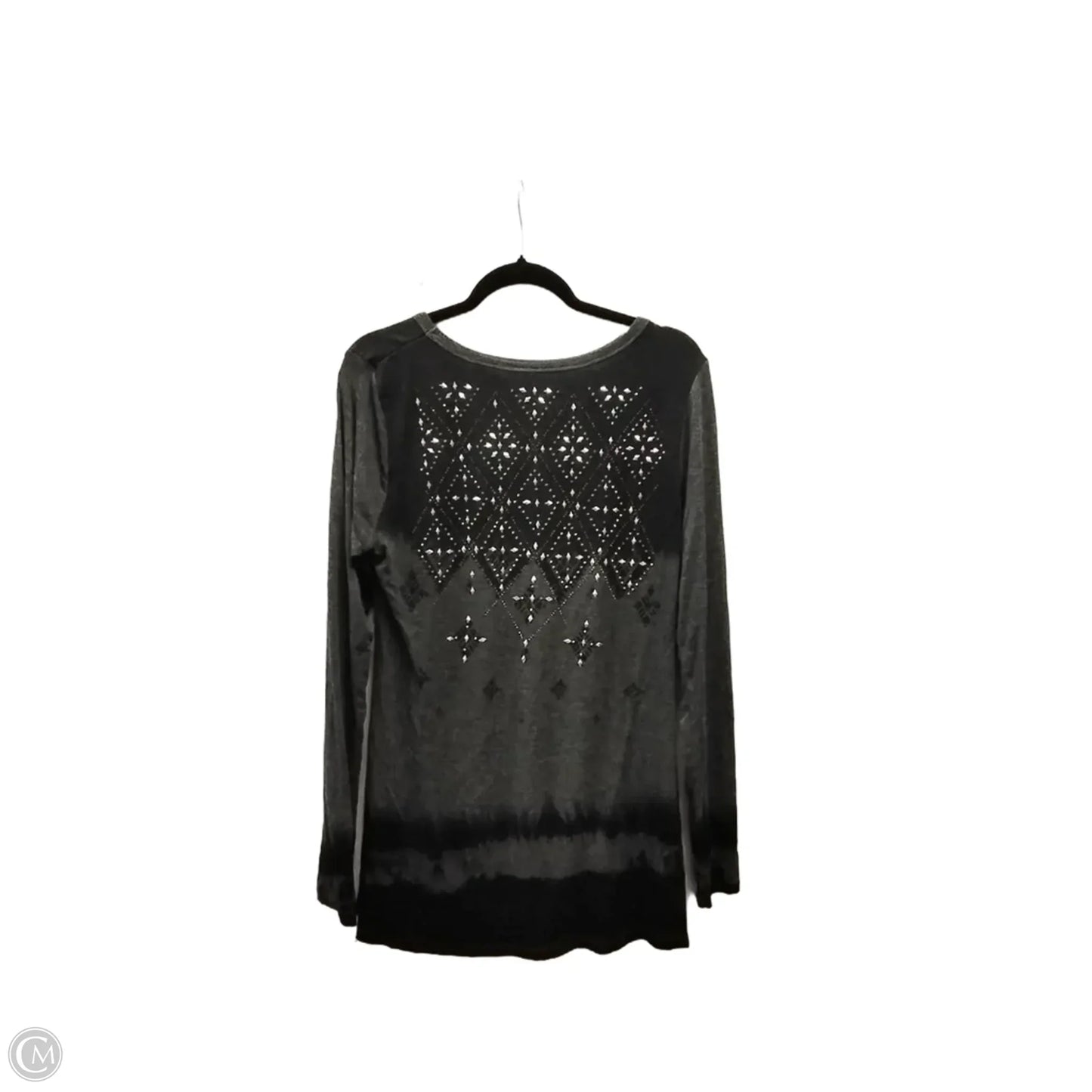 Top Long Sleeve By Cme In Black & Grey, Size: L