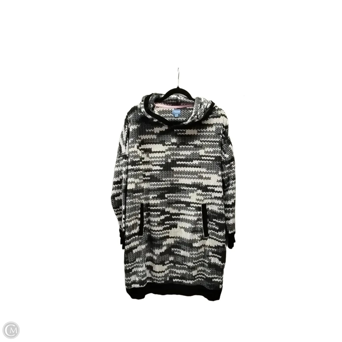 Sweatshirt Hoodie By Simply Vera In Black & Cream, Size: L