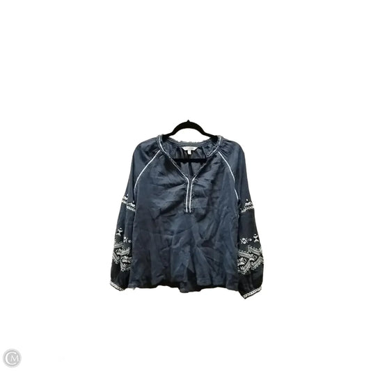 Blouse Long Sleeve By Liverpool In Blue, Size: M