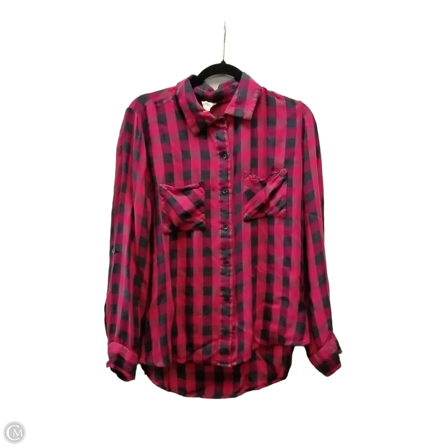 Top Long Sleeve By Harper In Plaid Pattern, Size: Xl