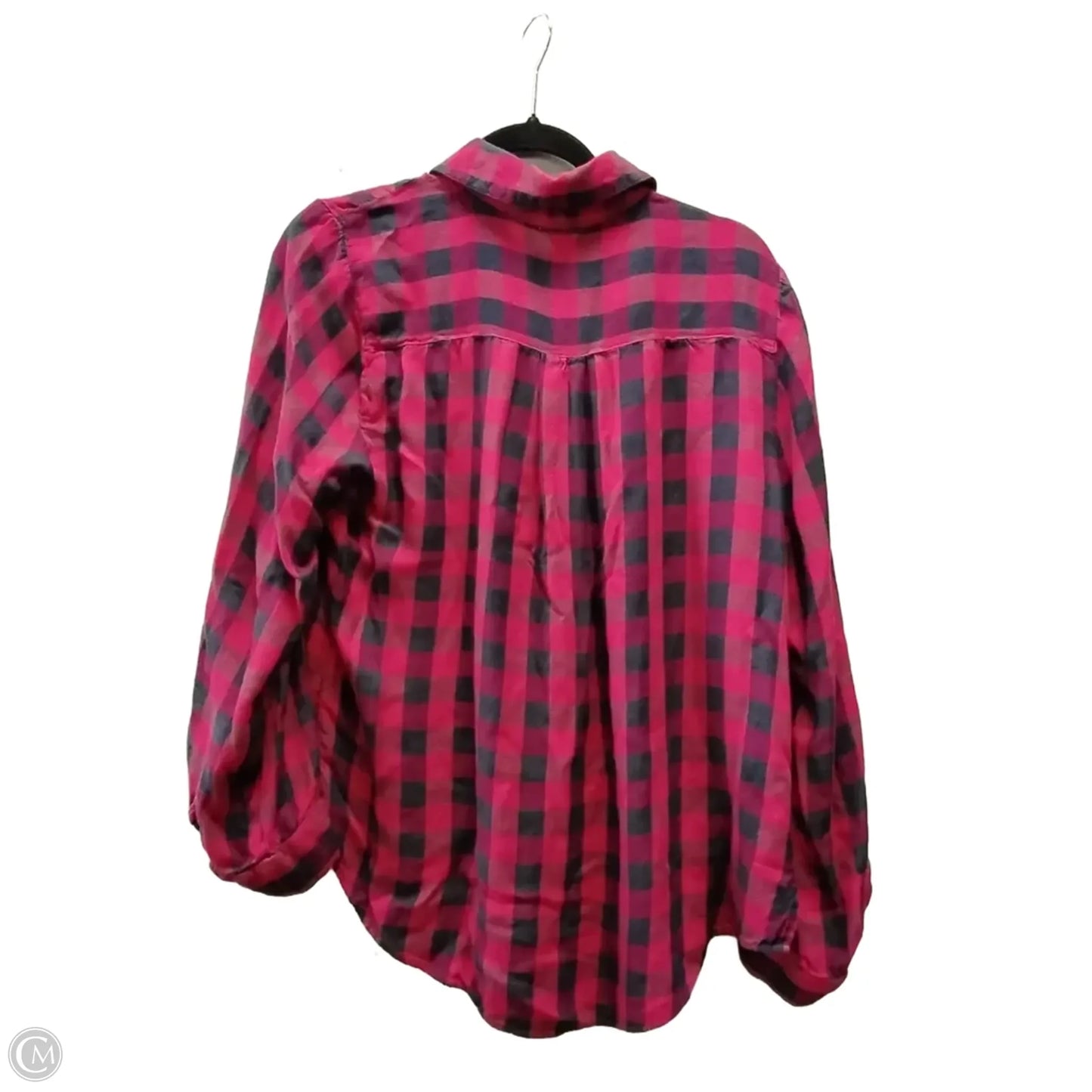 Top Long Sleeve By Harper In Plaid Pattern, Size: Xl