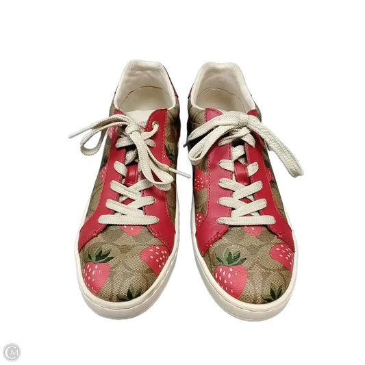 Shoes Designer By Coach In Red & Tan, Size: 7.5