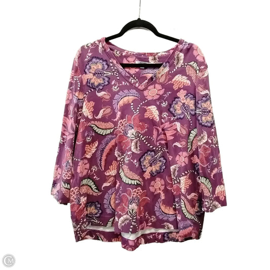 Top Long Sleeve By Chicos In Floral Print, Size: Xxl