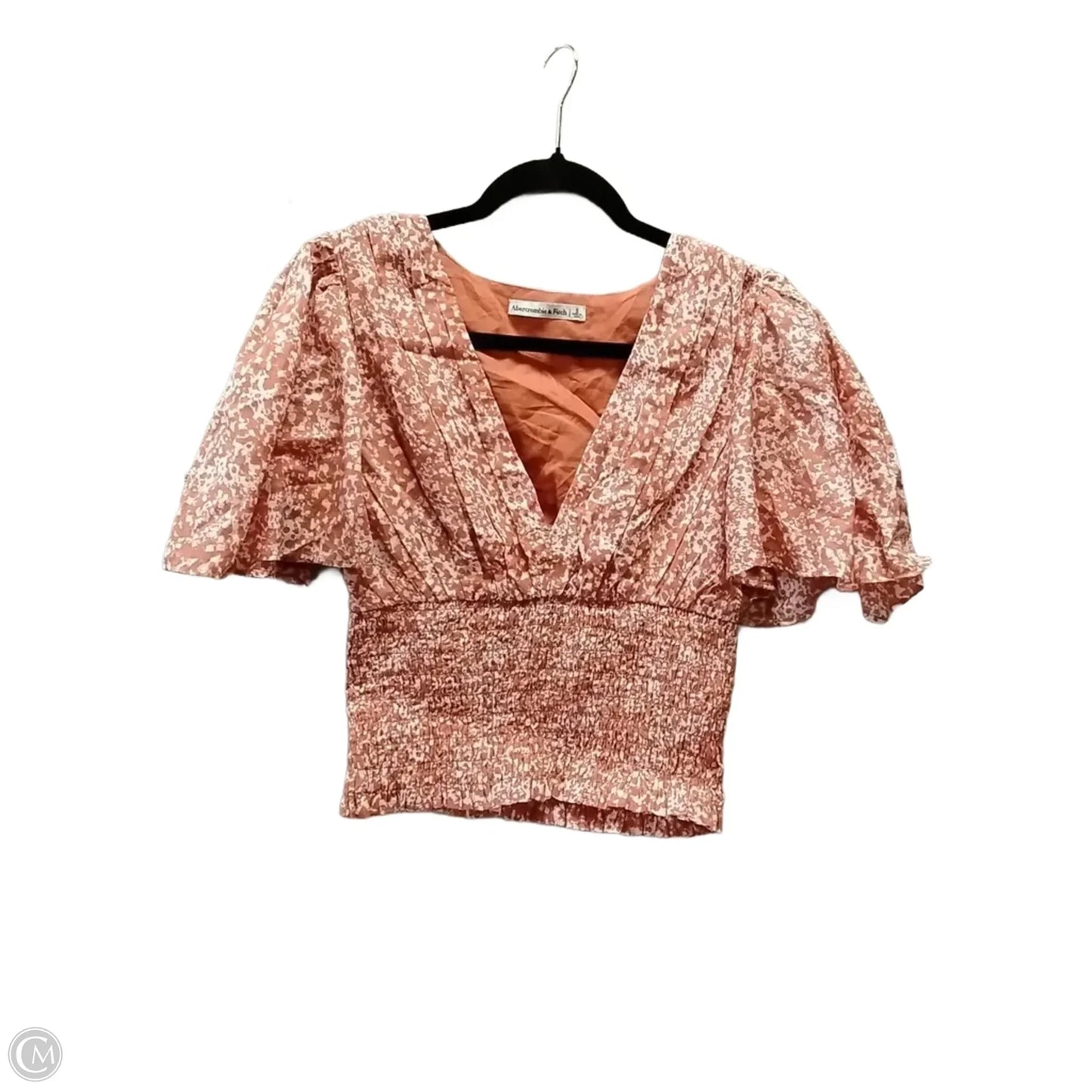 Top Short Sleeve By Abercrombie And Fitch In Orange & White, Size: S