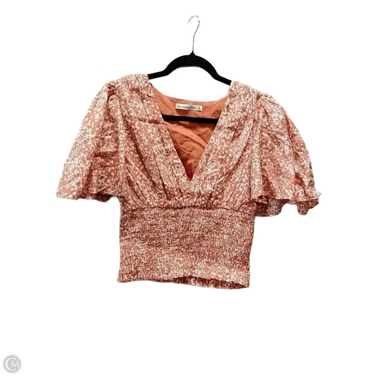 Top Short Sleeve By Abercrombie And Fitch In Orange & White, Size: S