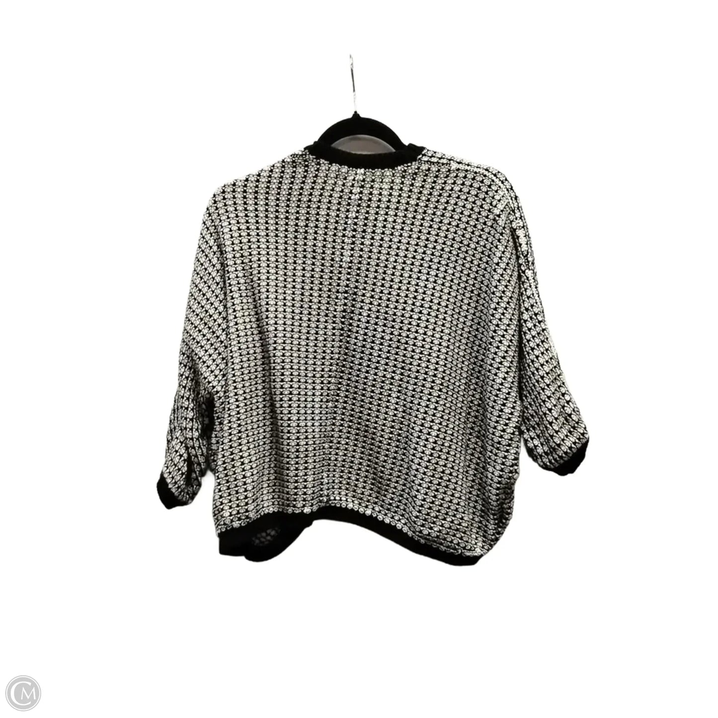 Sweater Cardigan By Loft In Black & White, Size: M