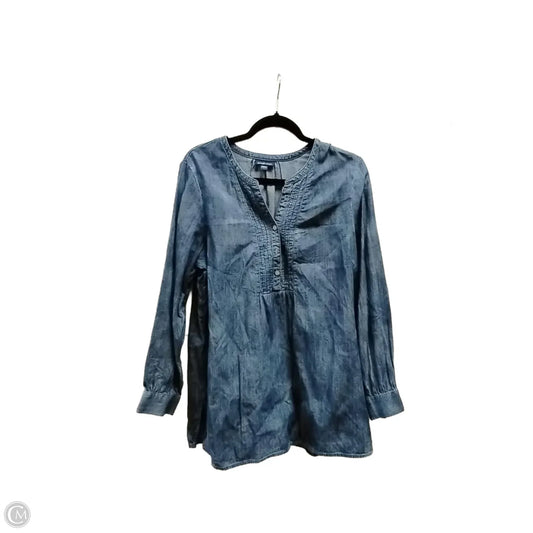 Blouse Long Sleeve By Pure Jill In Blue Denim, Size: L