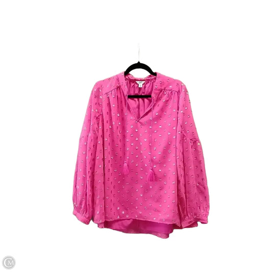 Blouse Long Sleeve By Crown And Ivy In Pink, Size: L