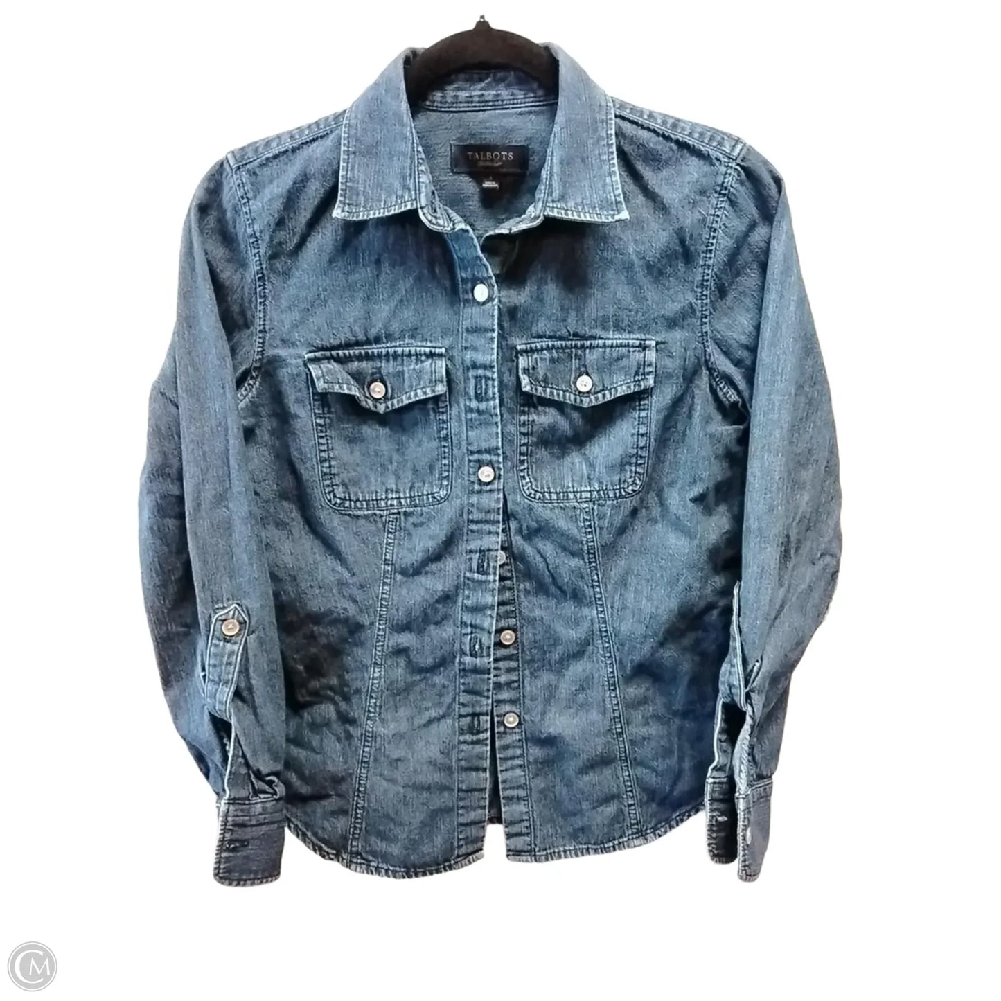 Top Long Sleeve Basic By Talbots In Blue Denim, Size: S