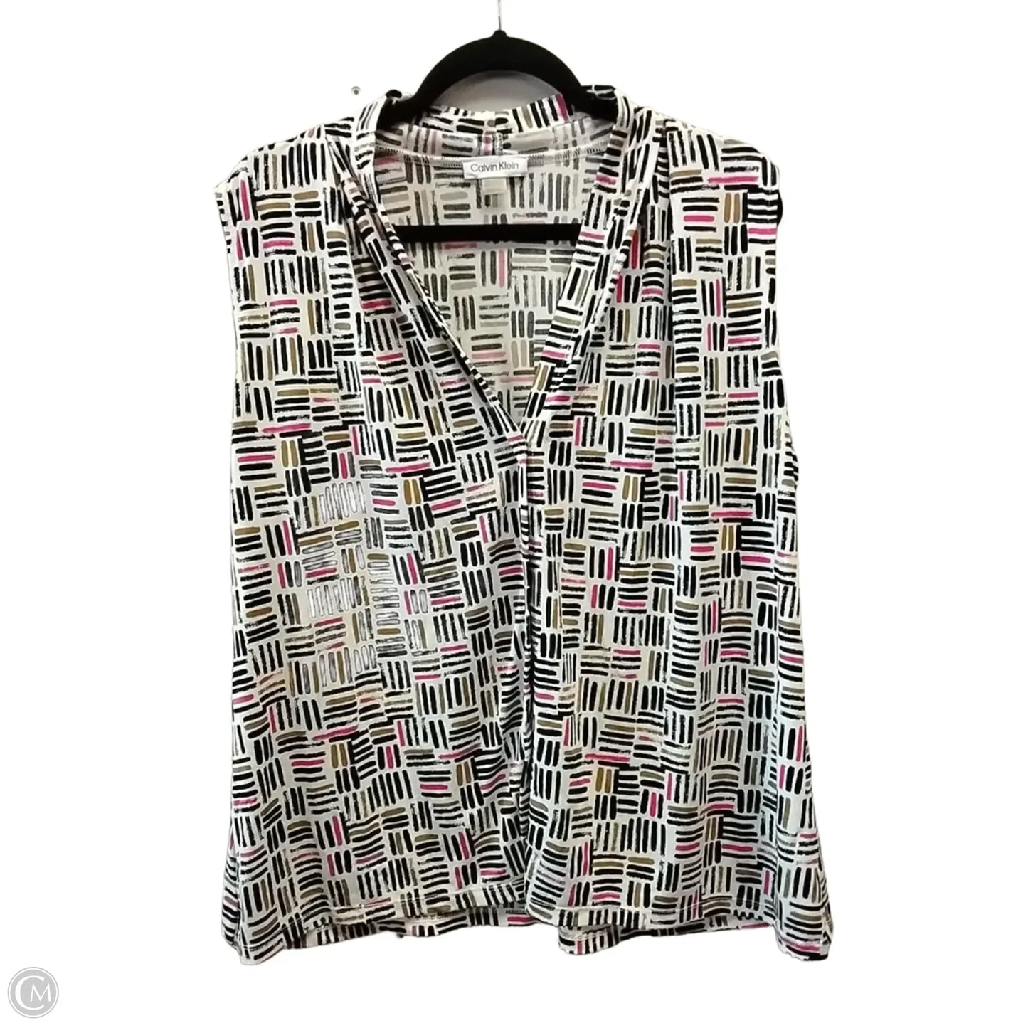 Top Sleeveless By Calvin Klein In Striped Pattern, Size: 1x