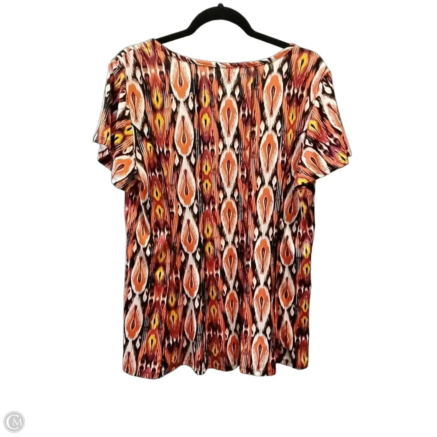 Blouse Short Sleeve By C Est. 1946 In Orange & Red, Size: L