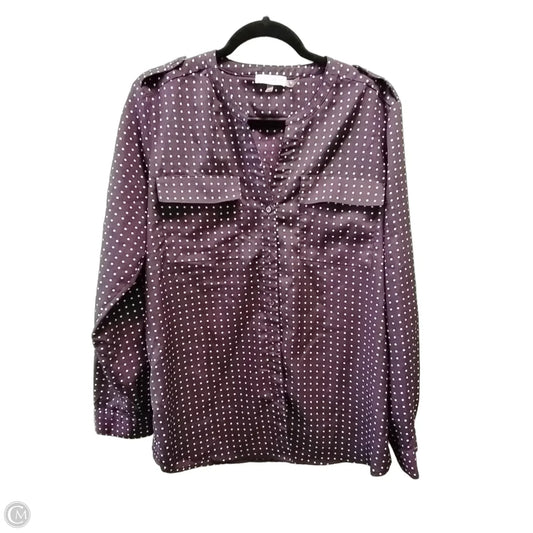 Top Long Sleeve By Calvin Klein In Polkadot Pattern, Size: L