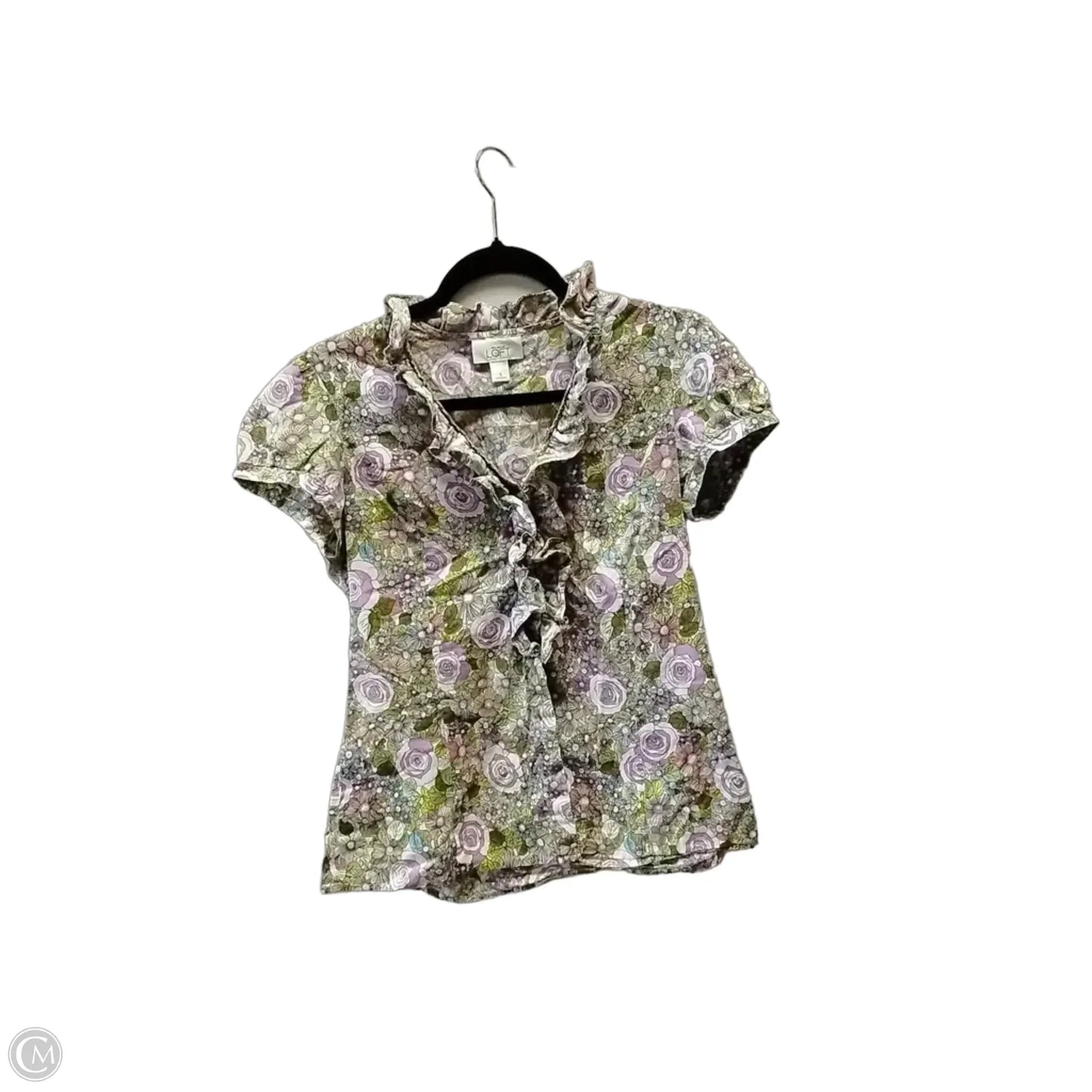Top Short Sleeve By Loft In Floral Print, Size: S