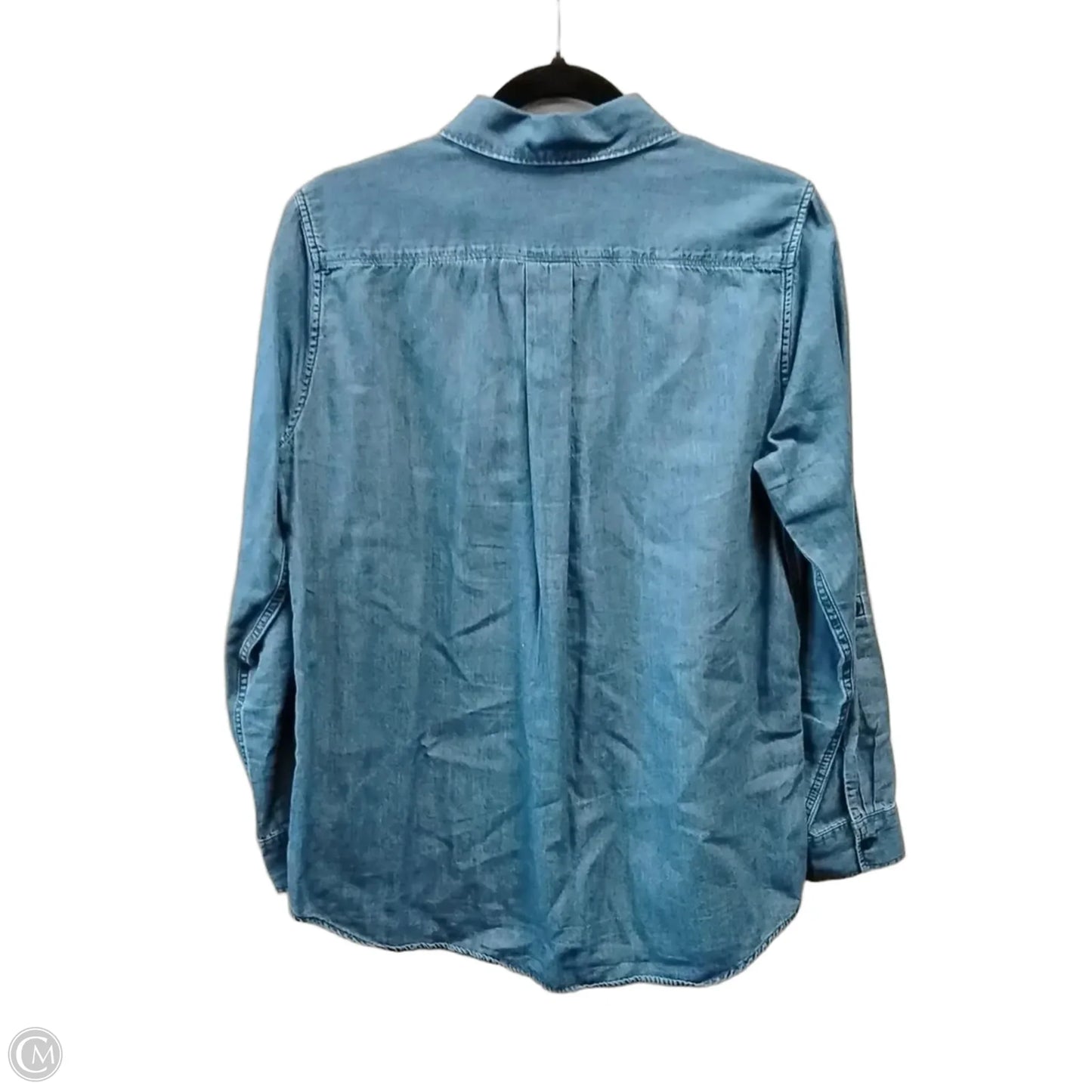 Blouse Long Sleeve By Eddie Bauer In Blue Denim, Size: M
