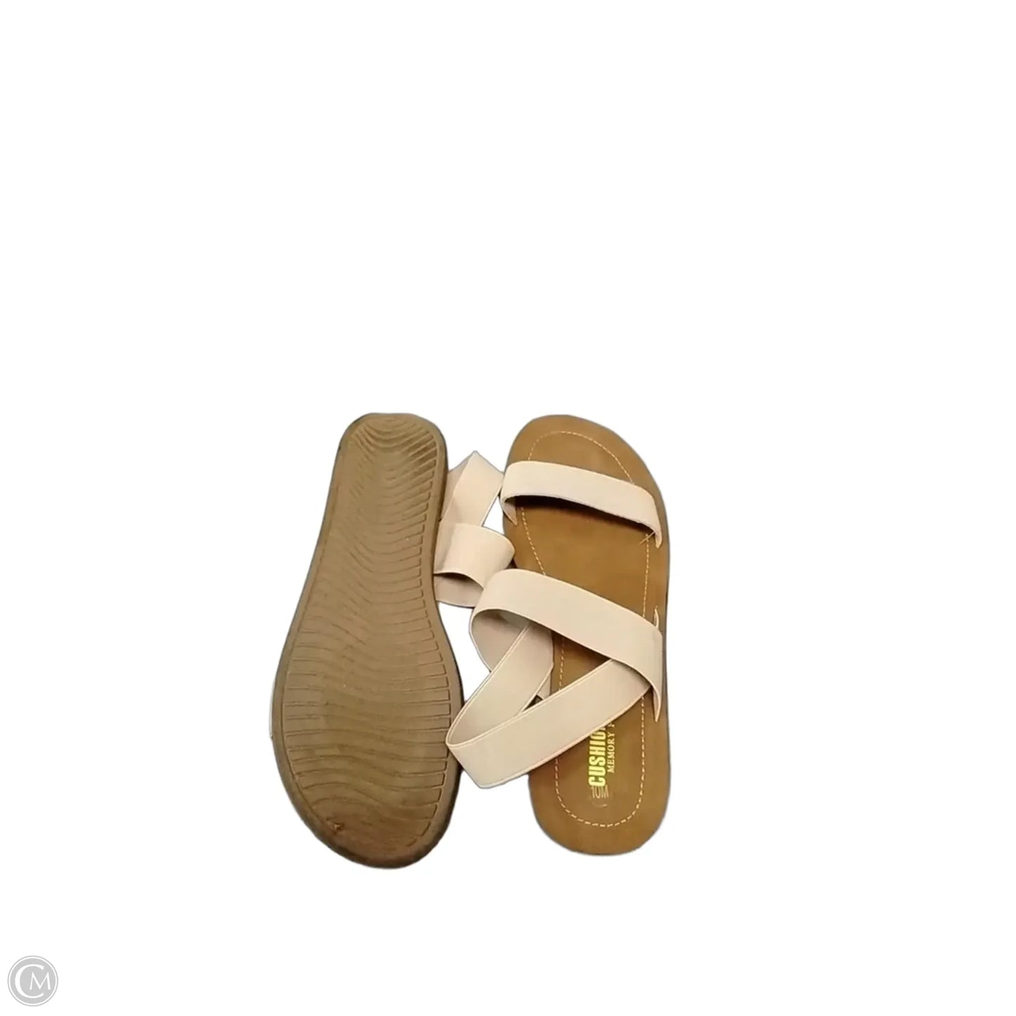Sandals Flats By Cushionaire In Cream & Tan, Size: 10