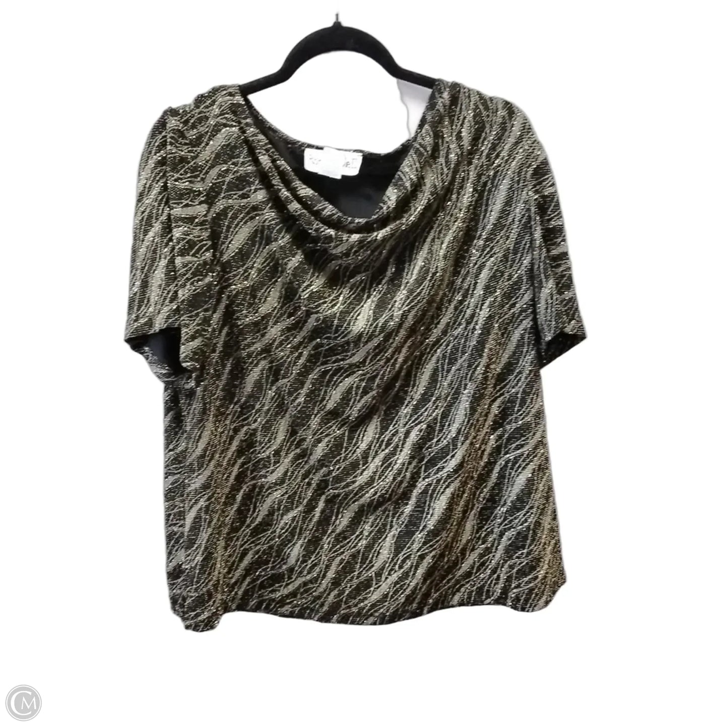 Blouse Short Sleeve By Ronnie Nicole In Black & Gold, Size: 2x