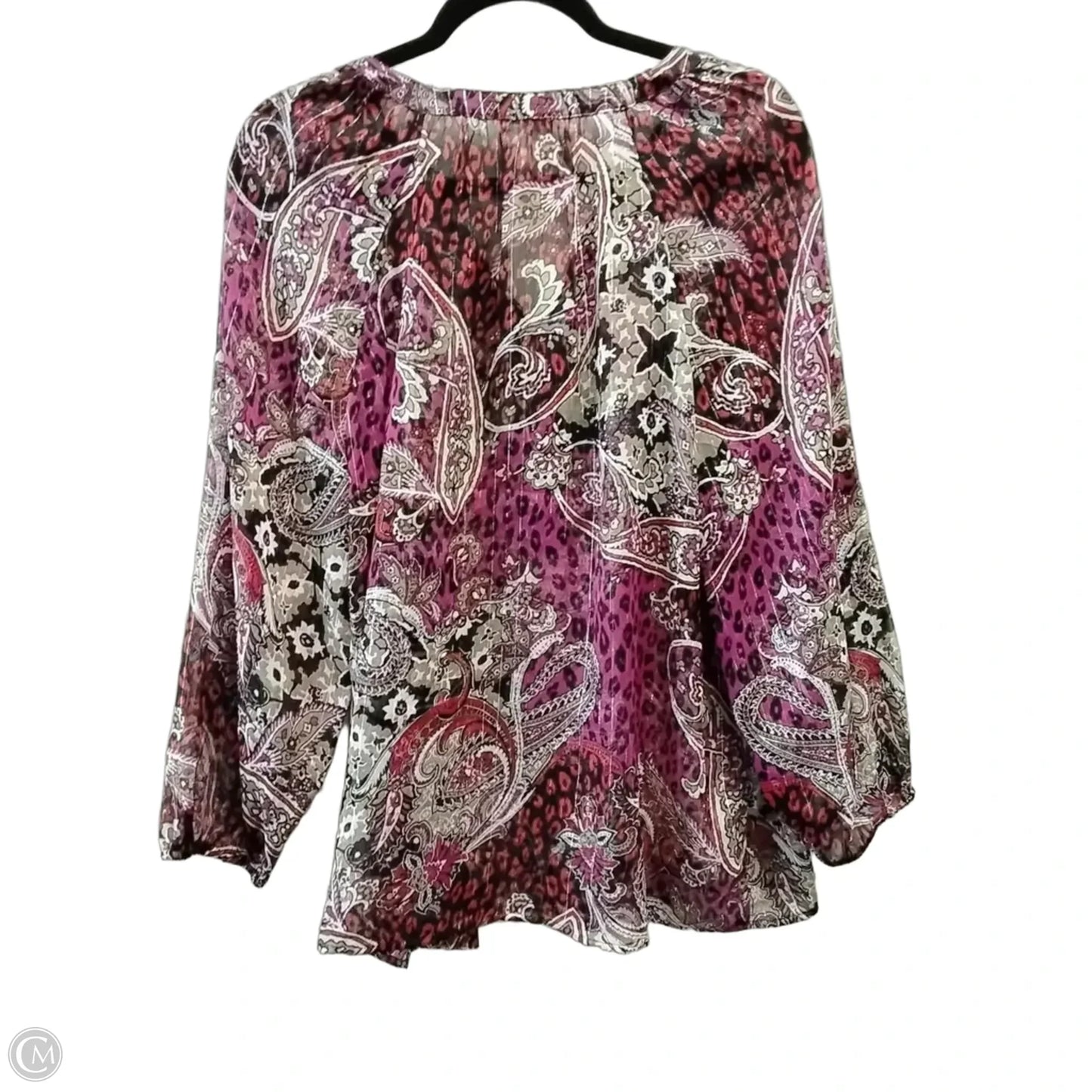 Blouse Long Sleeve By Chicos In Paisley Print, Size: L