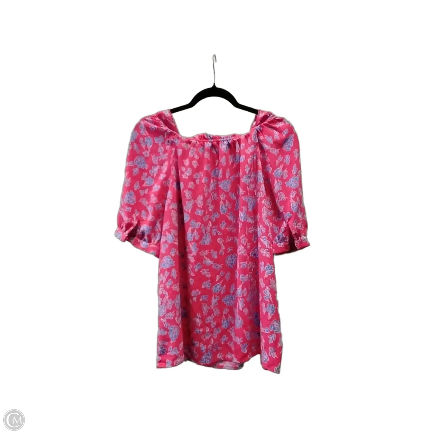 Blouse Short Sleeve By Fortune & Ivy In Blue & Red, Size: L