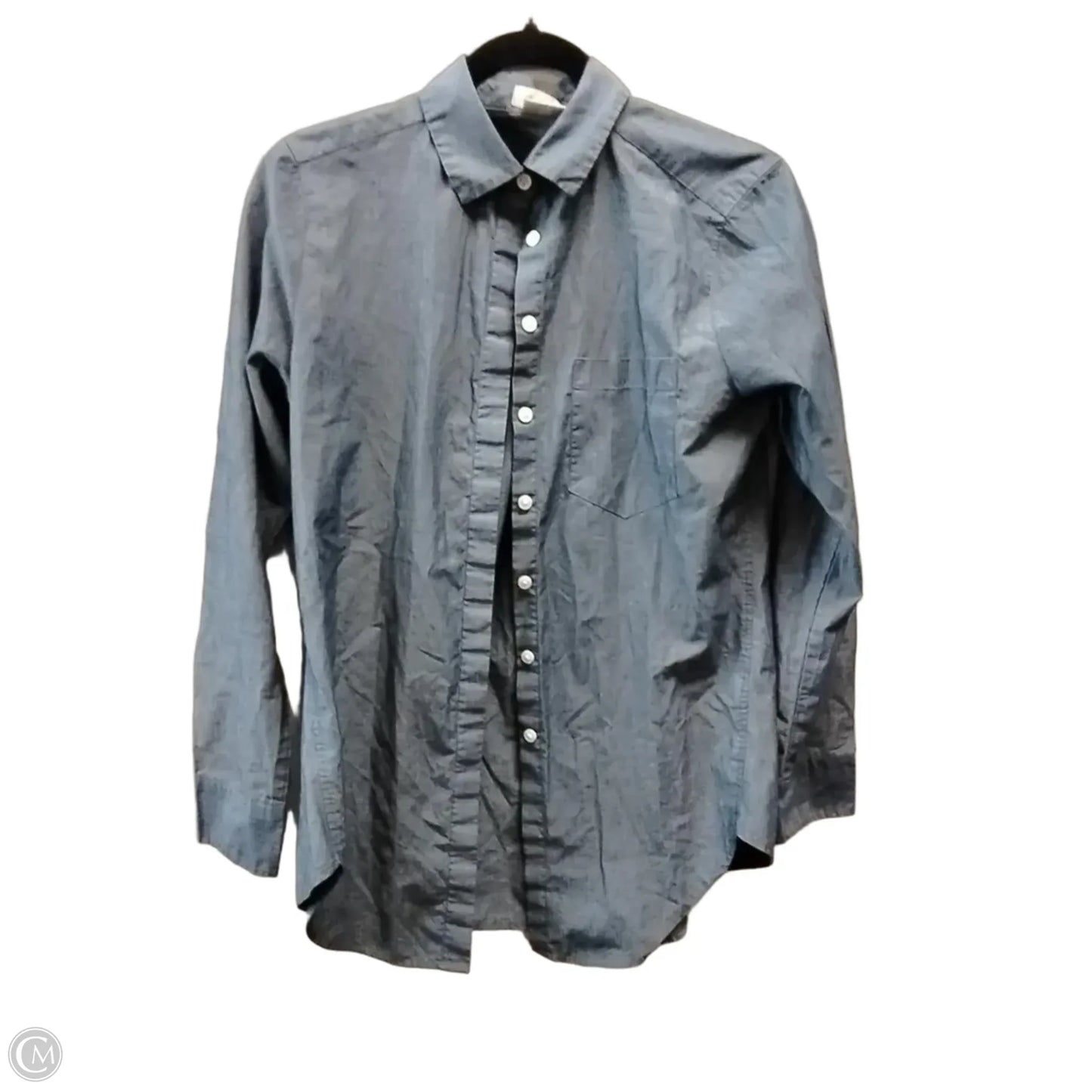 Blouse Long Sleeve By Van Heusen In Blue, Size: S
