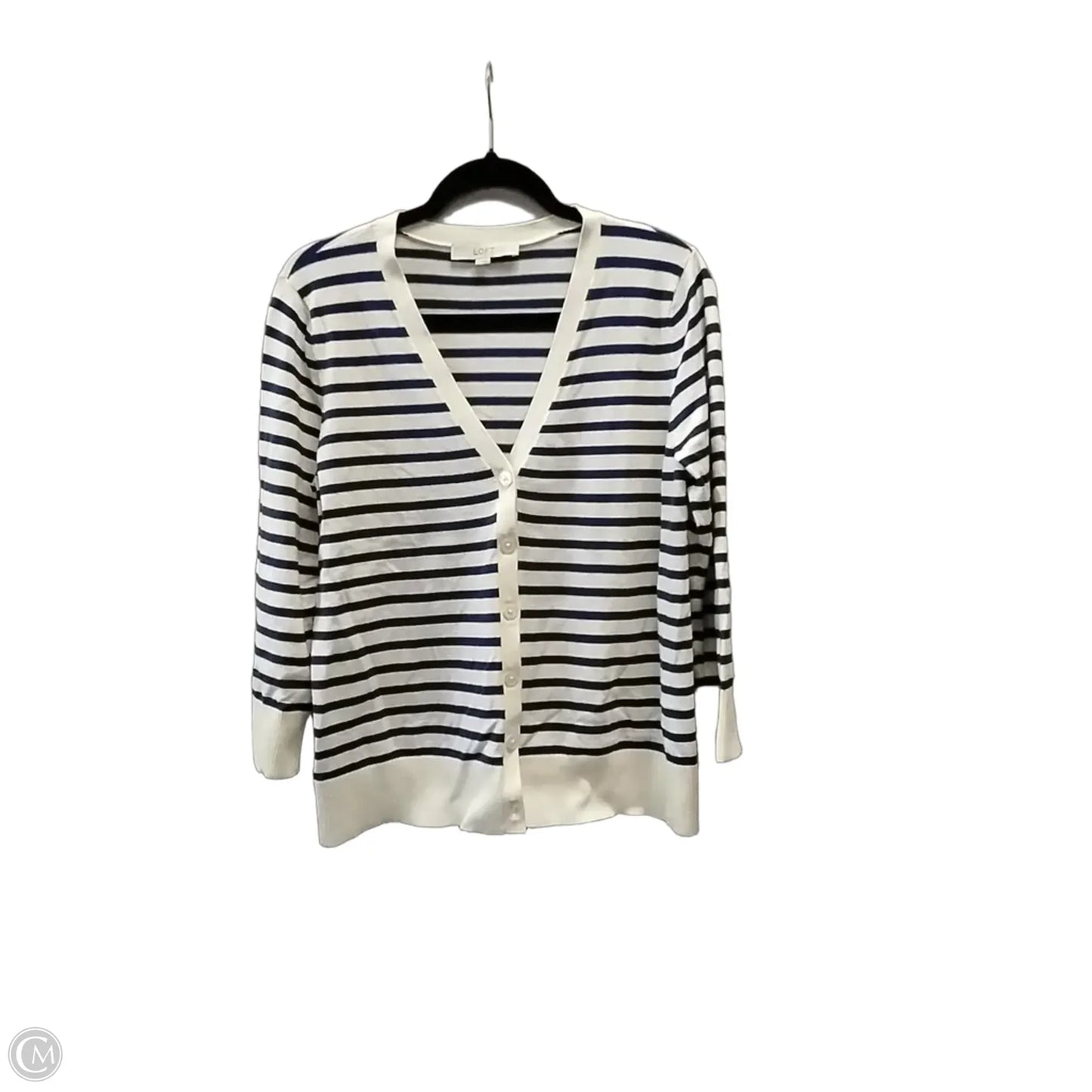 Cardigan By Loft In Striped Pattern, Size: L