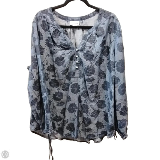 Blouse Long Sleeve By Liz Claiborne In Navy, Size: Xxl