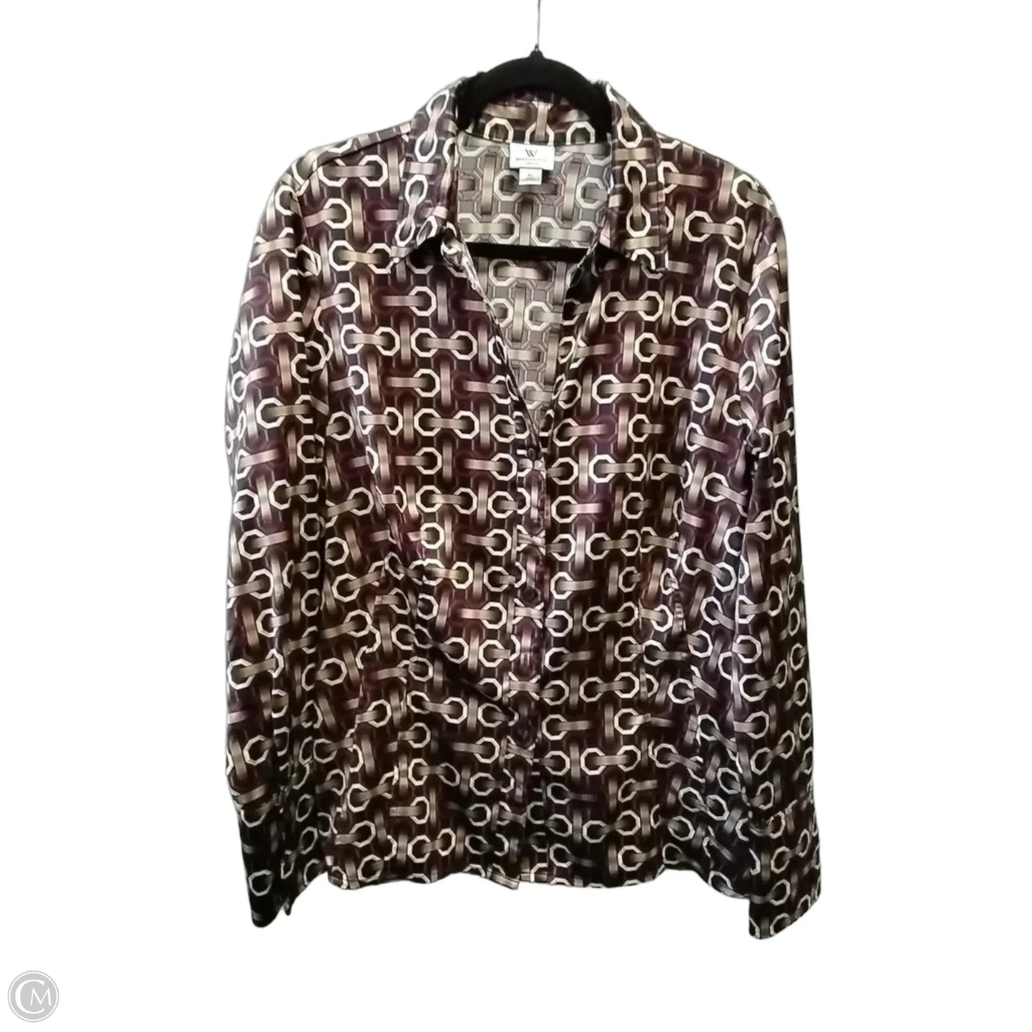 Blouse Long Sleeve By Worthington In Geometric Pattern, Size: Xl