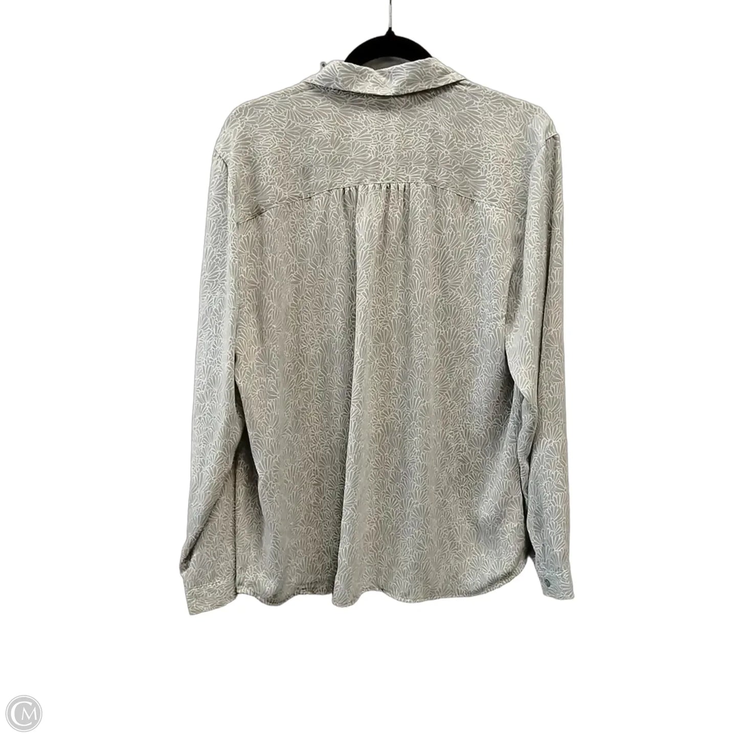 Blouse Long Sleeve By Loft In Grey & White, Size: Xl