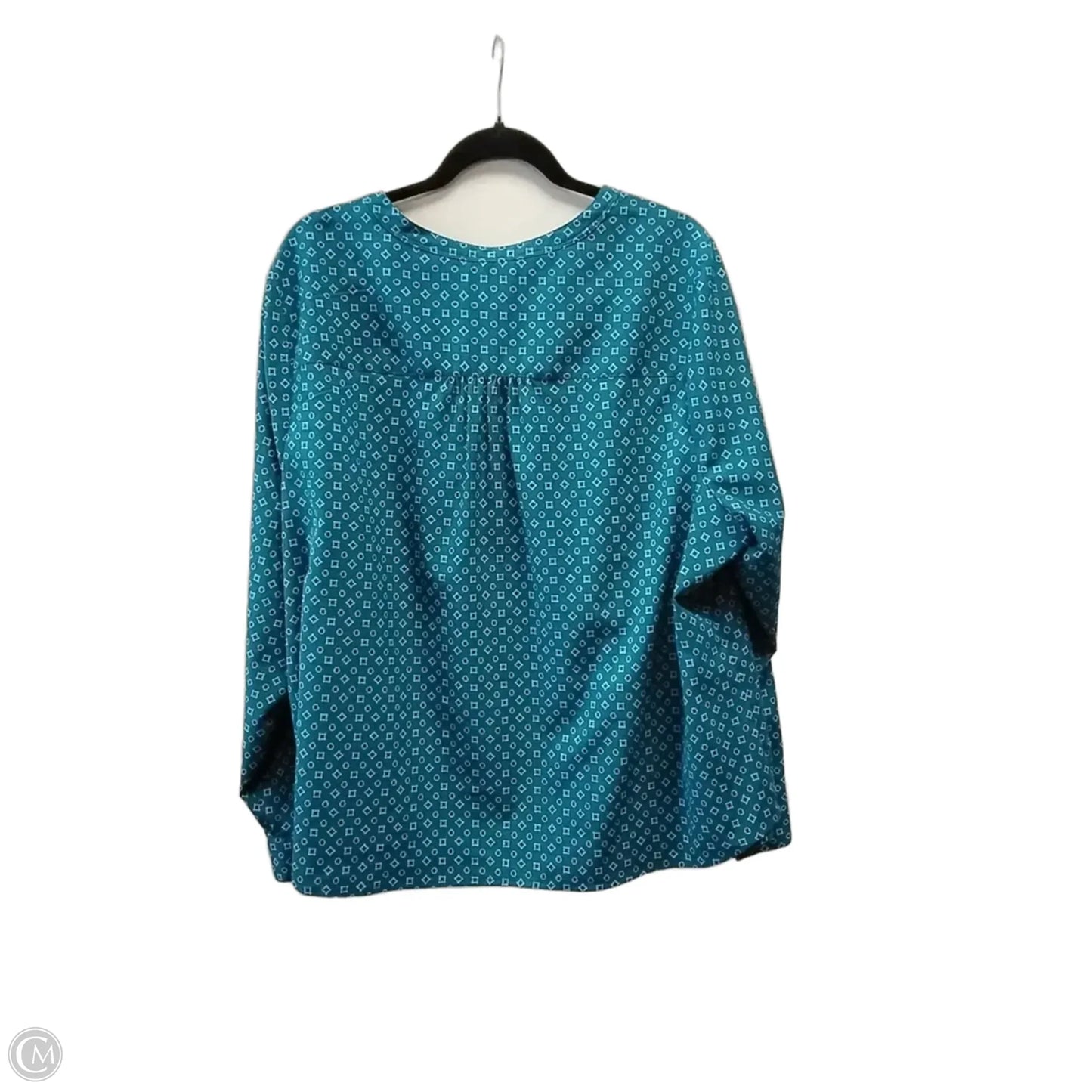 Blouse Long Sleeve By Croft And Barrow In Teal, Size: 2x