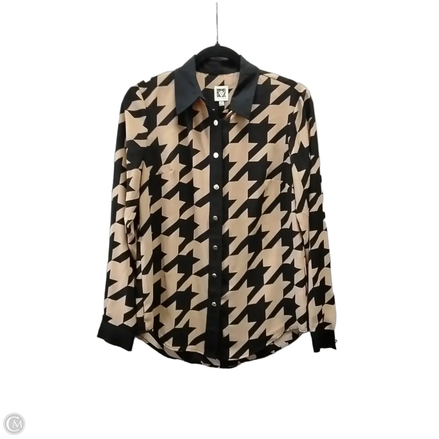Blouse Long Sleeve By Anne Klein In Chevron Pattern, Size: S