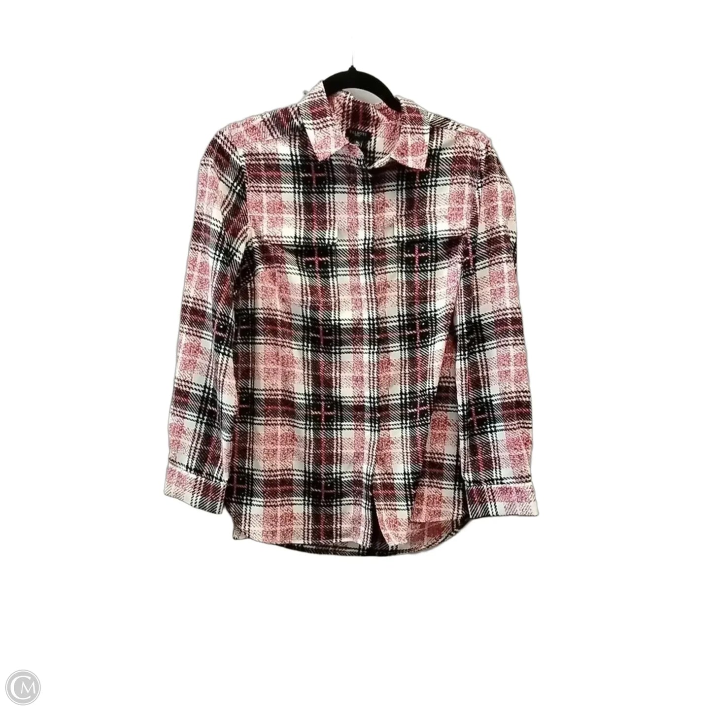 Blouse Long Sleeve By Talbots In Plaid Pattern, Size: Mp