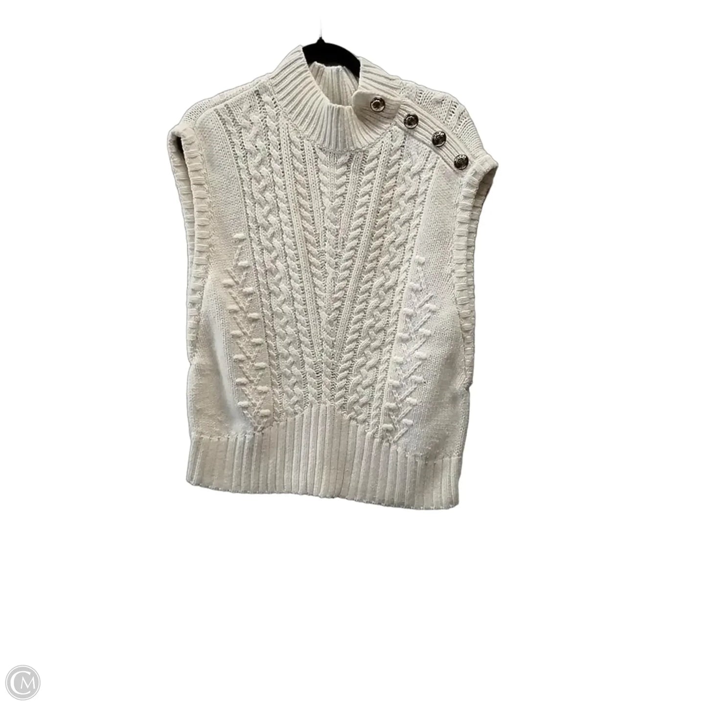 Sweater Short Sleeve By Talbots In Ivory, Size: L