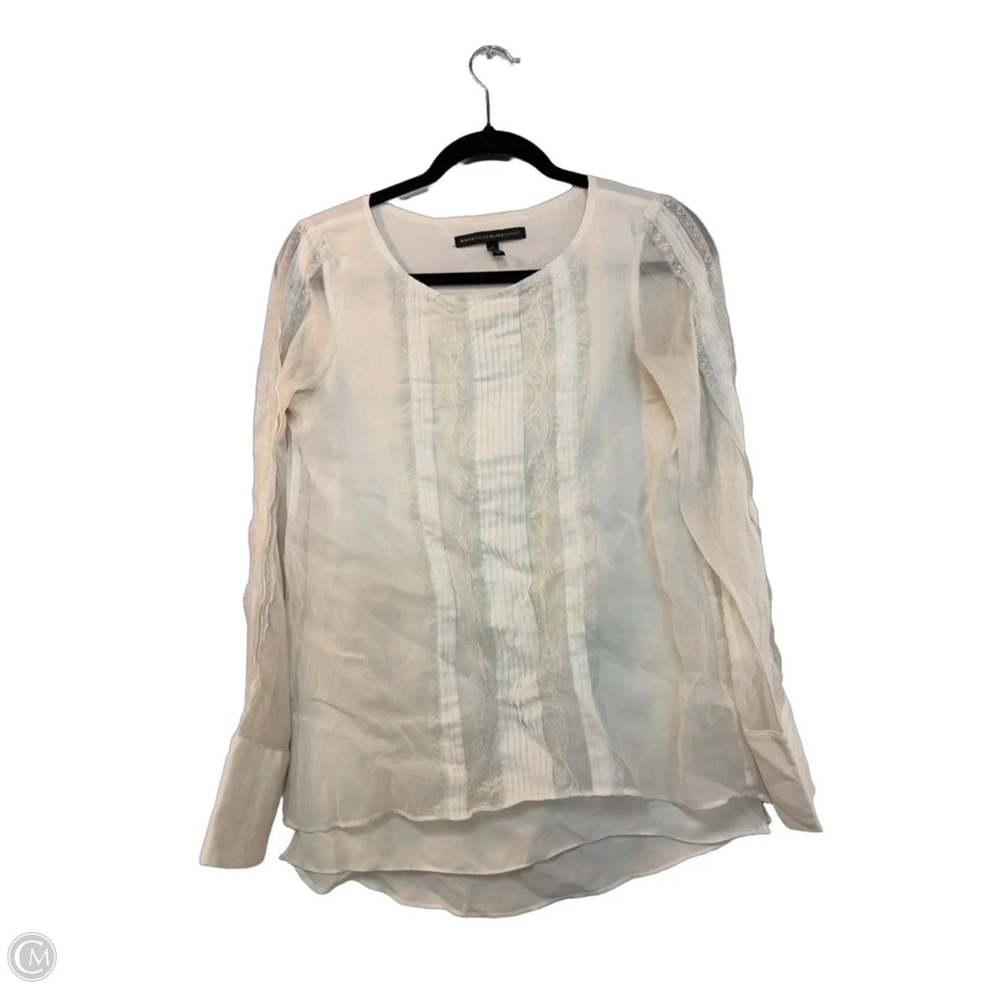 Blouse Long Sleeve By White House Black Market In Cream, Size: Xs