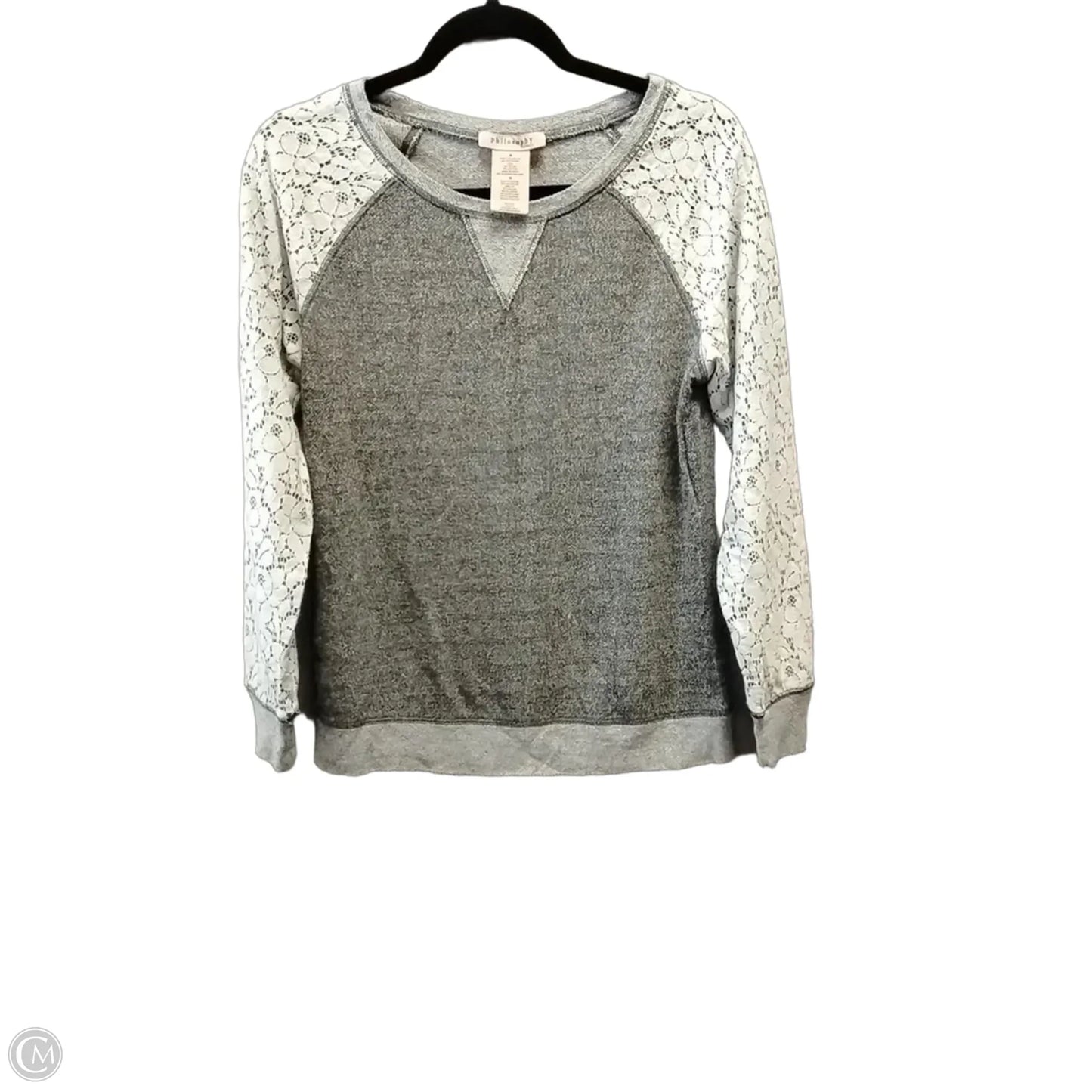 Sweatshirt Crewneck By Philosophy In Grey & White, Size: M