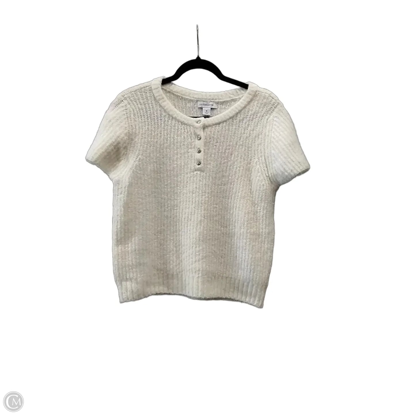 Sweater Short Sleeve By Liz Claiborne In Cream, Size: M