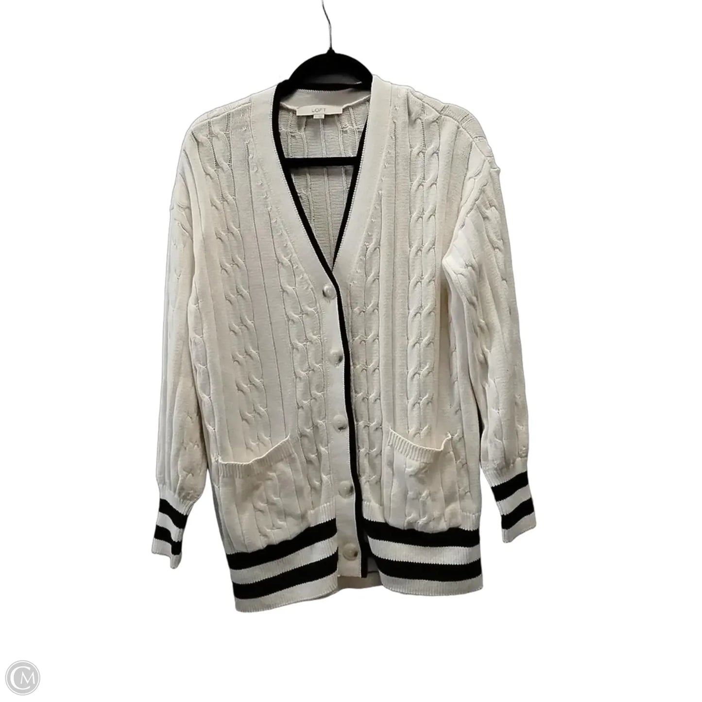 Sweater Cardigan By Loft In Cream, Size: M