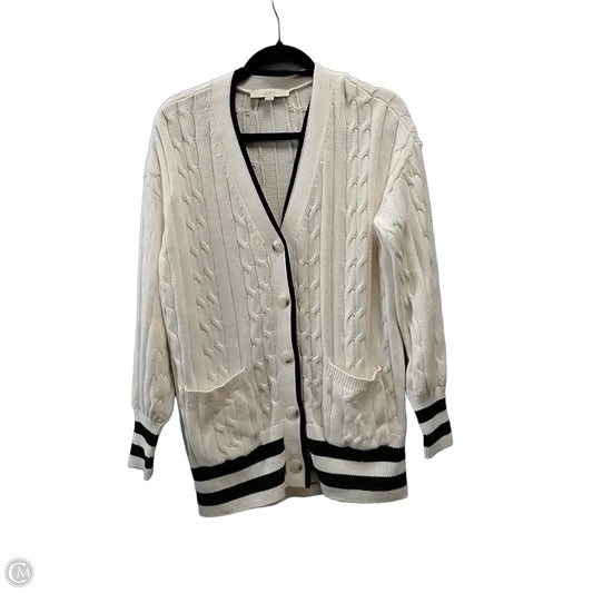 Sweater Cardigan By Loft In Cream, Size: M