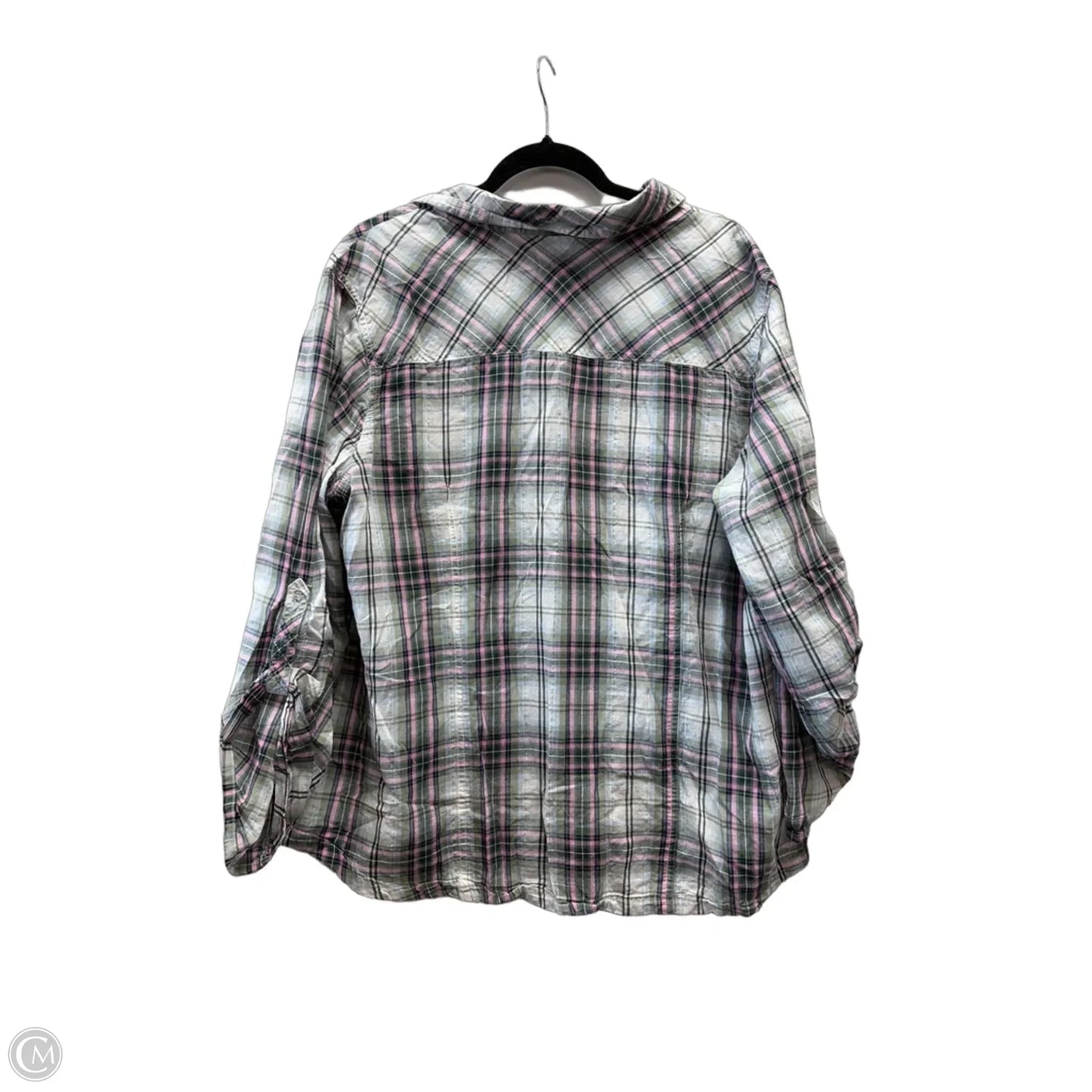 Blouse Long Sleeve By Cato In Plaid Pattern, Size: 3x