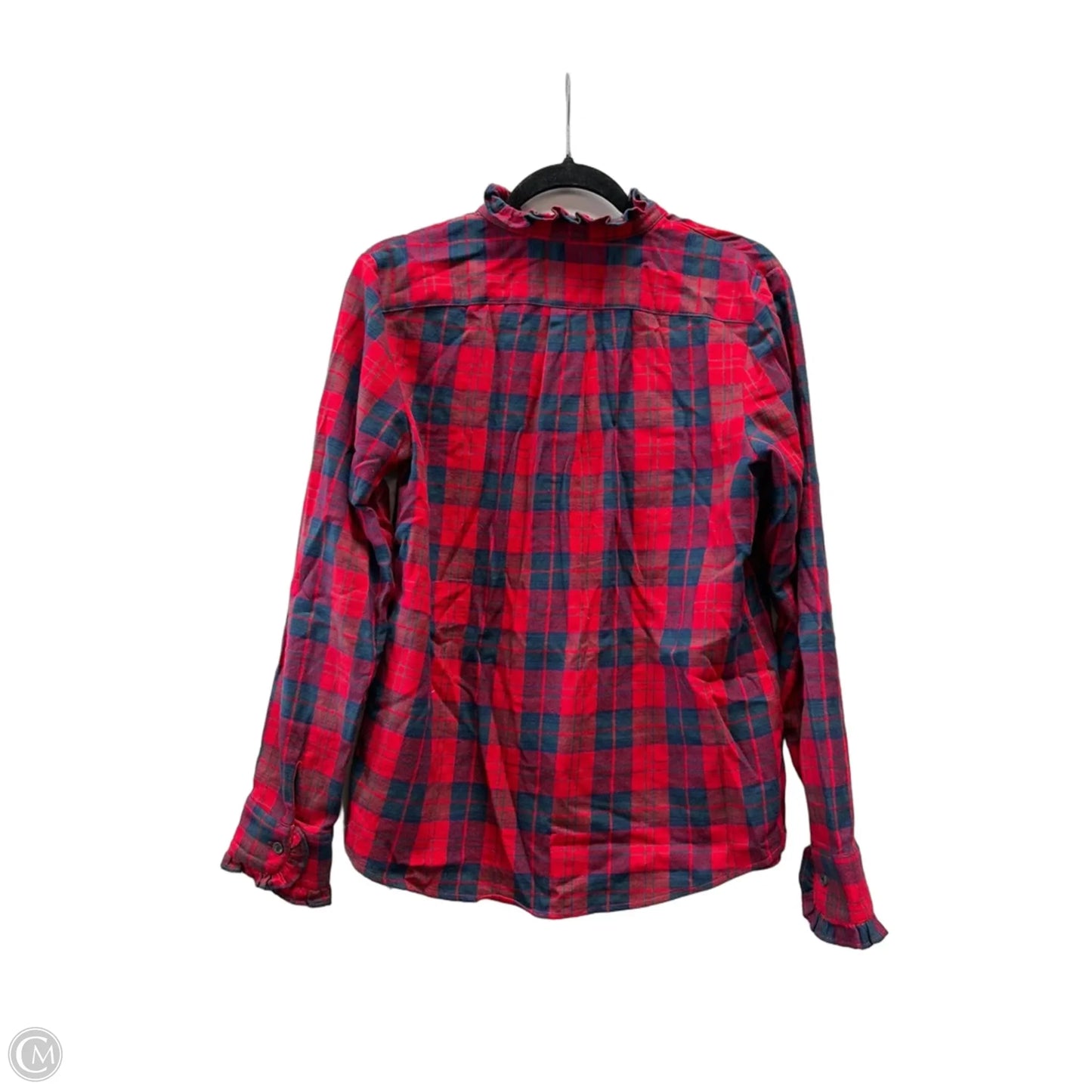 Blouse Long Sleeve By Lands End In Checkered Pattern, Size: S