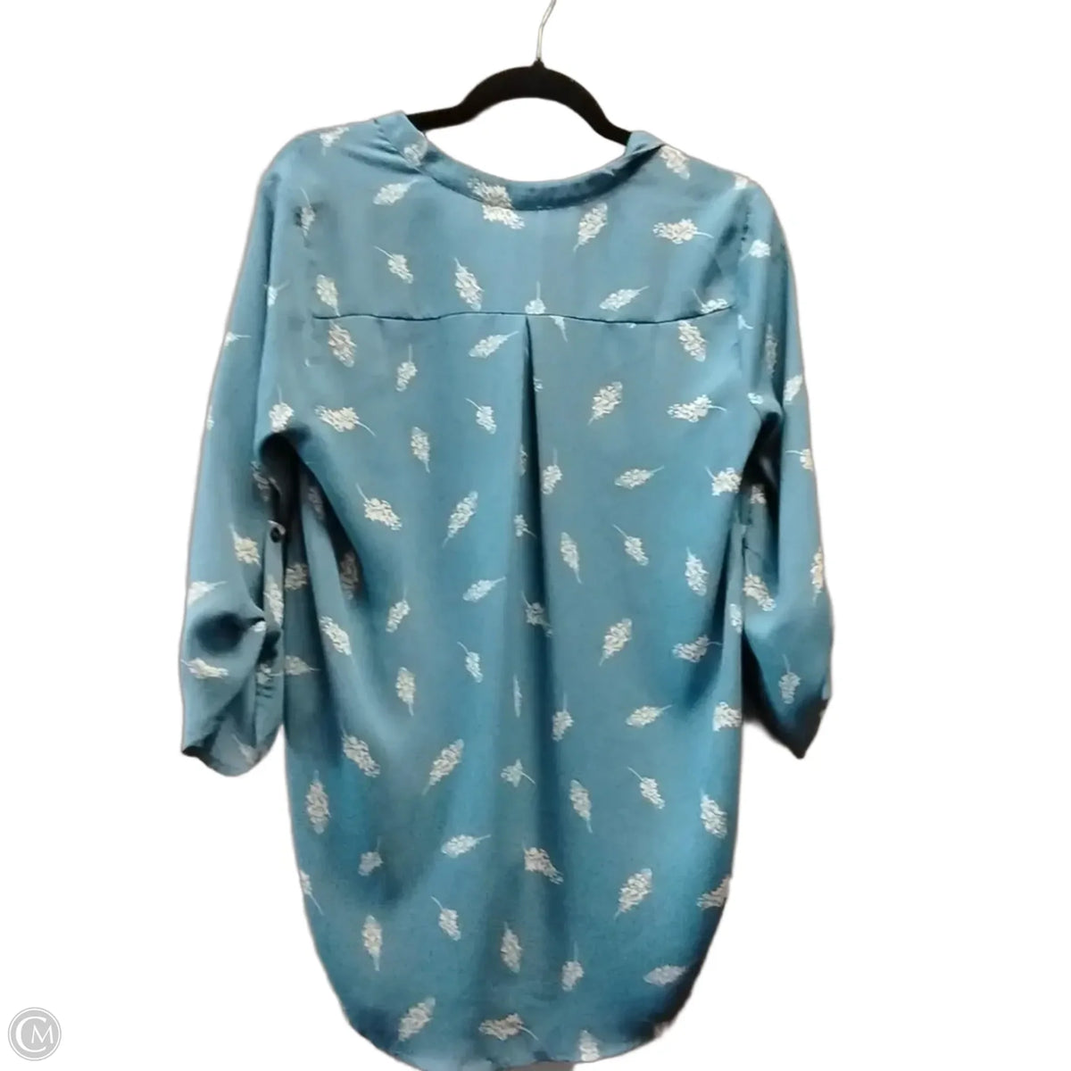 Blouse Long Sleeve By Lush In Blue & White, Size: M