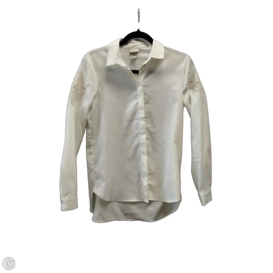 Blouse Long Sleeve By H&m In Cream, Size: S