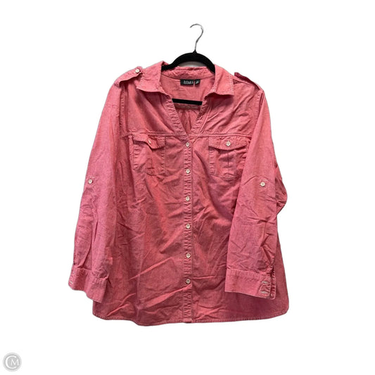 Blouse Long Sleeve By Ana In Pink, Size: 2x