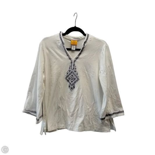 Top Long Sleeve By Ruby Rd In Blue & White, Size: Lp