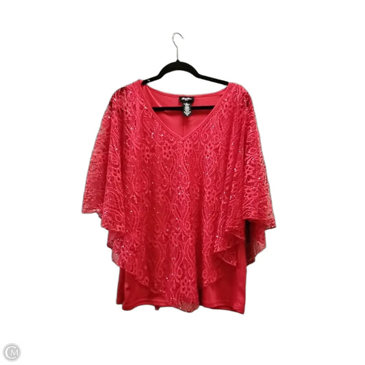 Blouse Short Sleeve By Brittany Black In Red, Size: 3x