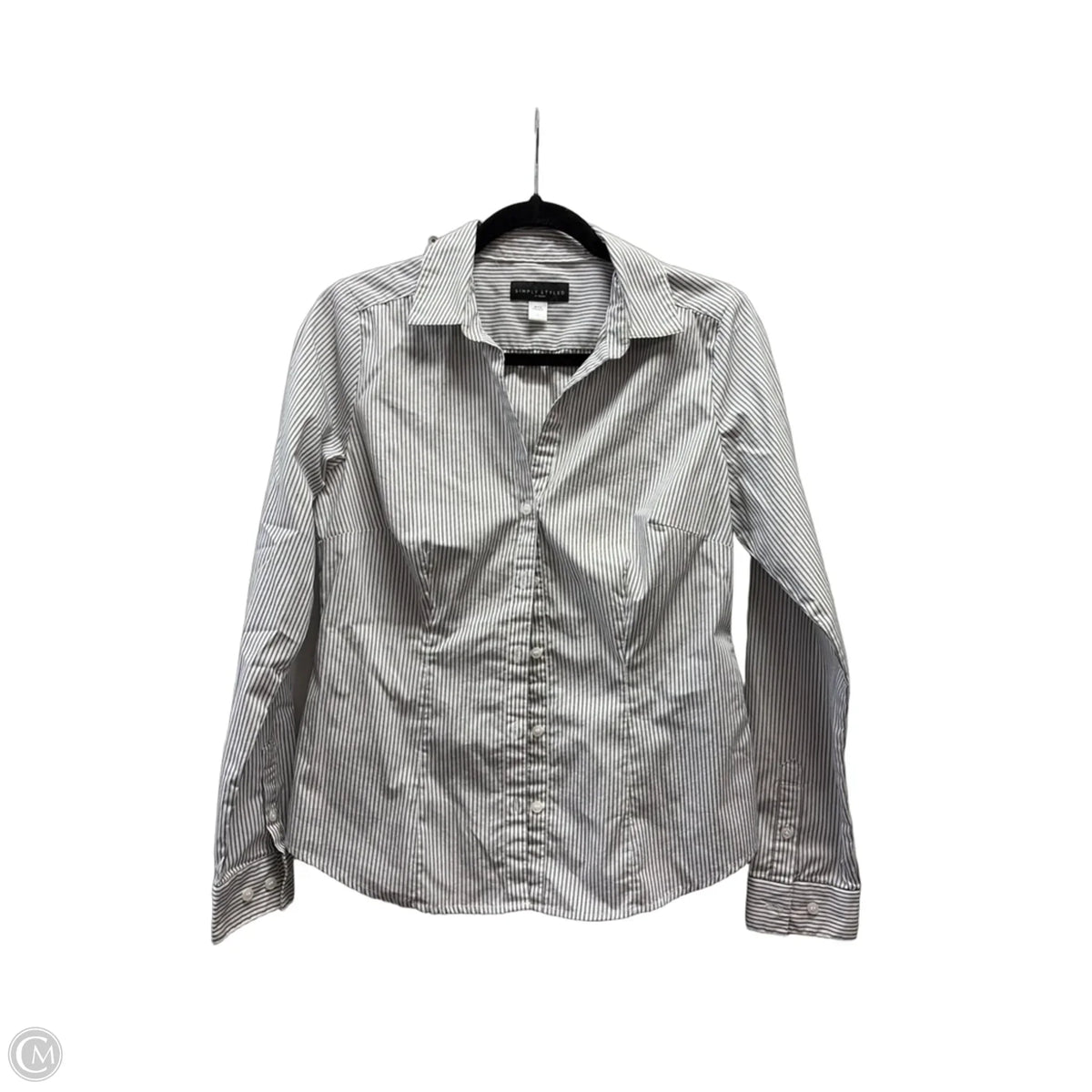 Top Long Sleeve By Simply Styled In Striped Pattern, Size: M