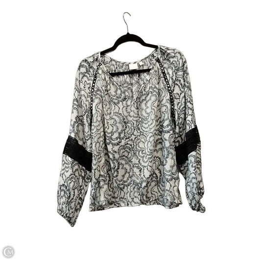 Top Long Sleeve By Zac And Rachel In Blue & White, Size: L