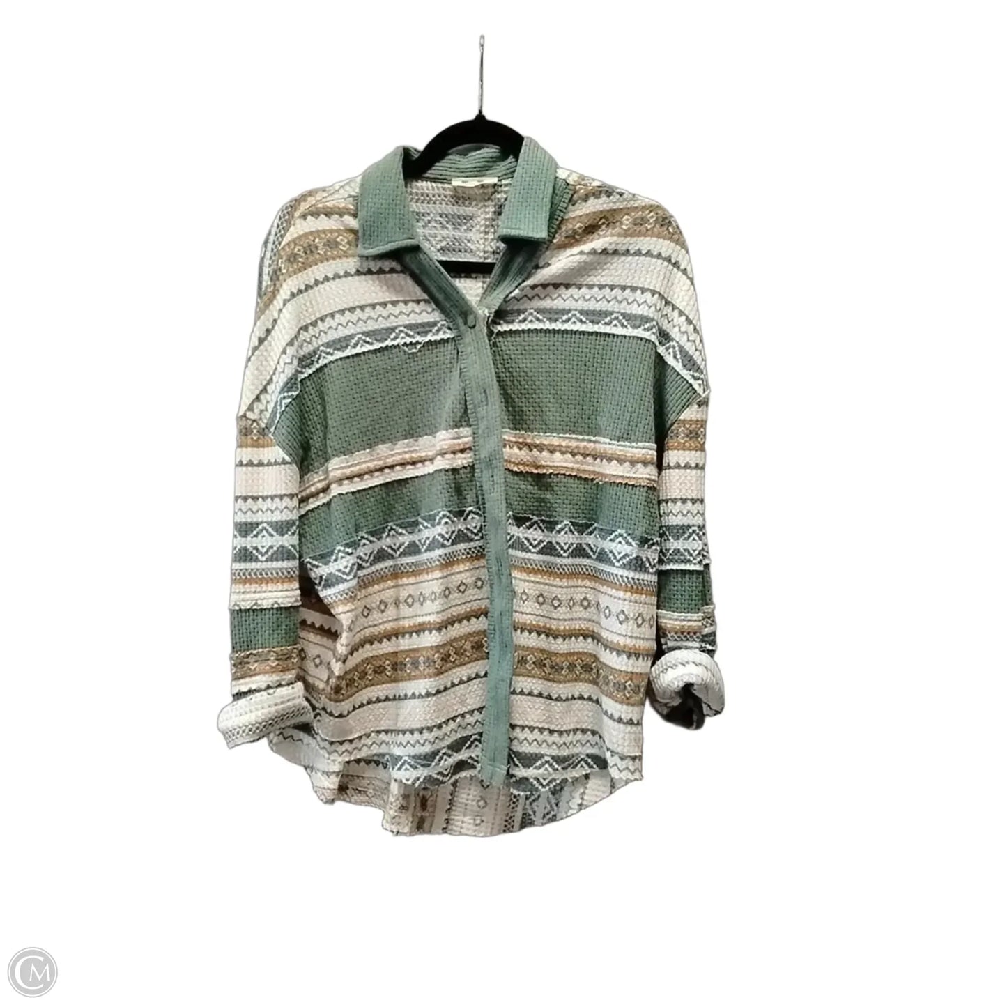 Cardigan By Miss Me In Green & Tan, Size: S